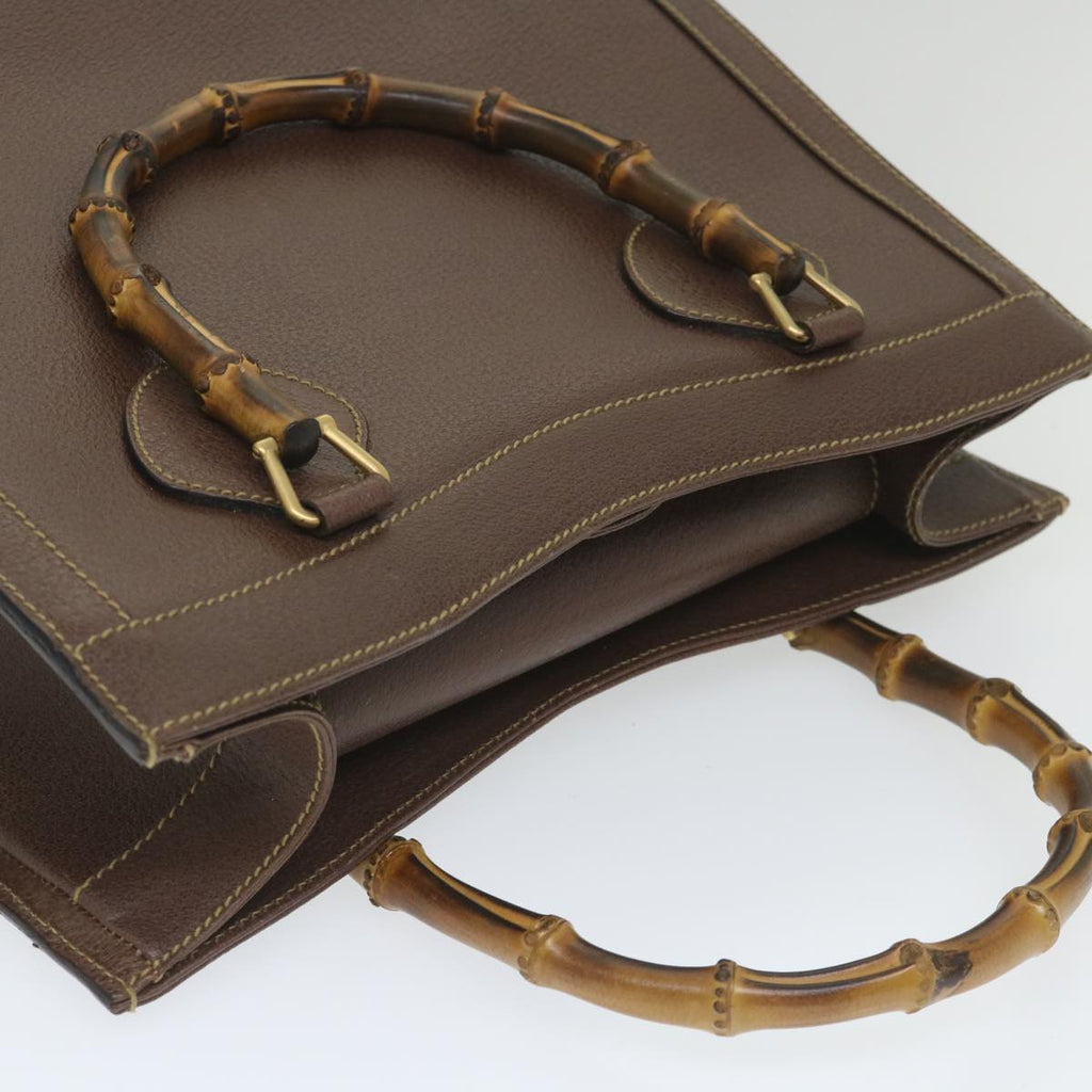 GUCCI Bamboo Hand Bag Leather Brown ar10505