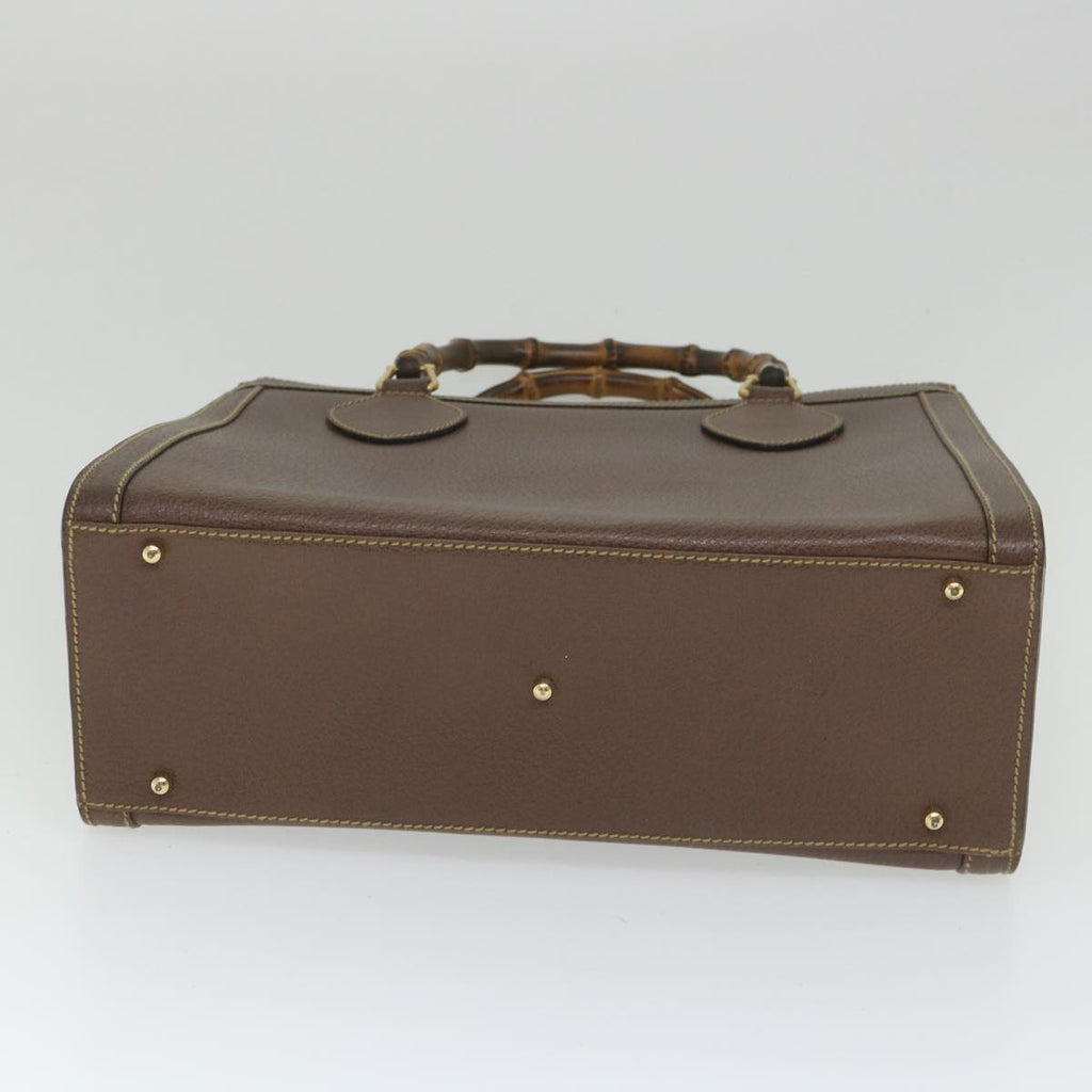 GUCCI Bamboo Hand Bag Leather Brown ar10505