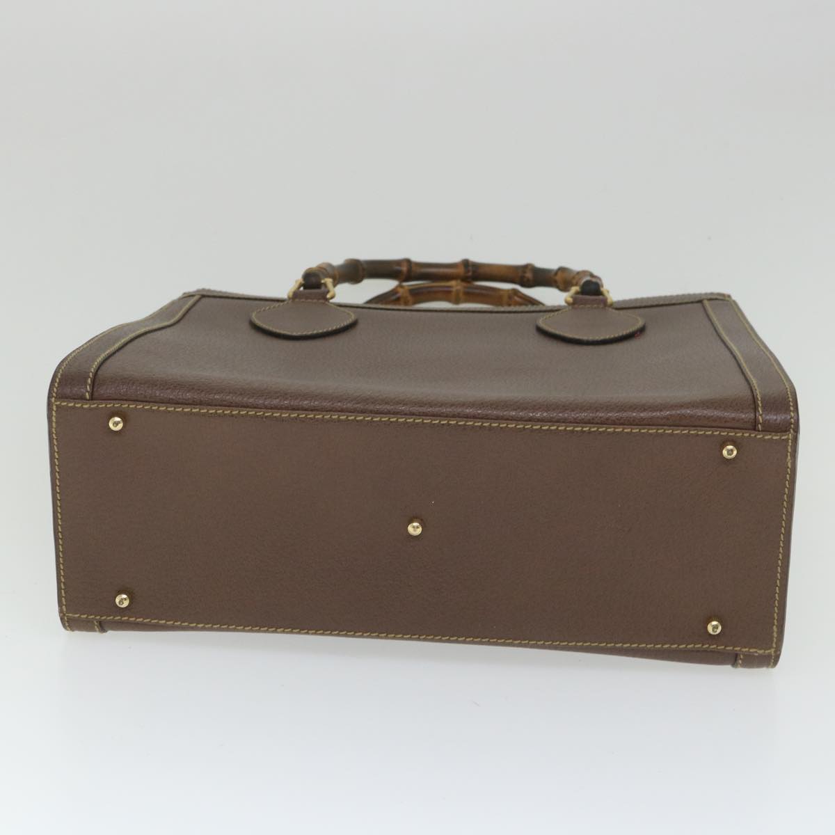 GUCCI Bamboo Hand Bag Leather Brown ar10505