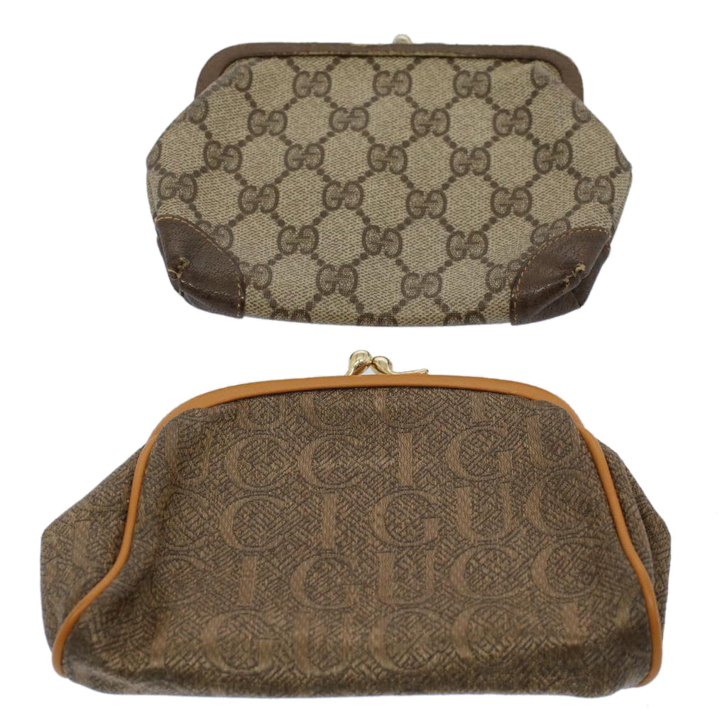 GUCCI GG Supreme Pouch PVC Leather 2Set Beige ar10506