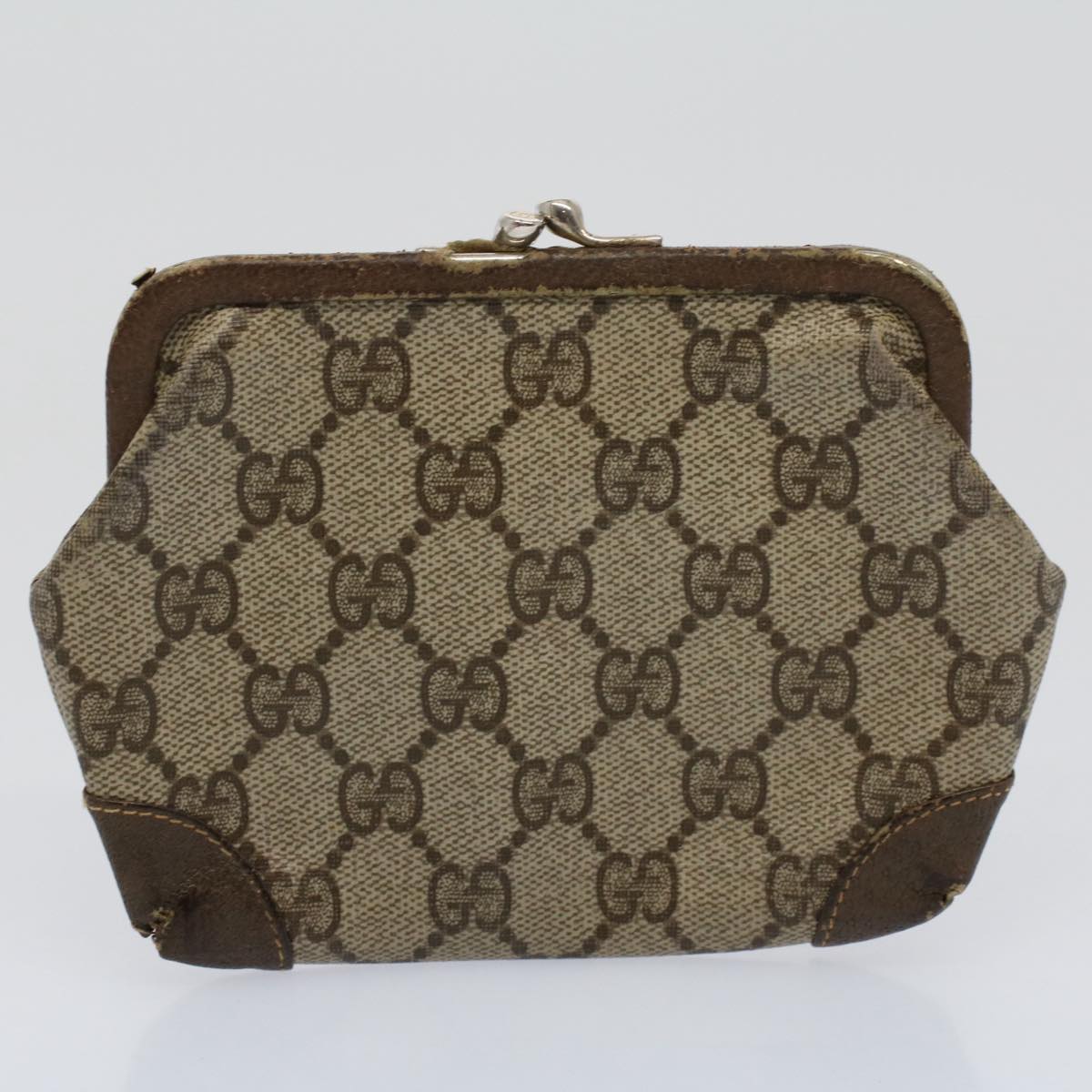 GUCCI GG Supreme Pouch PVC Leather 2Set Beige ar10506