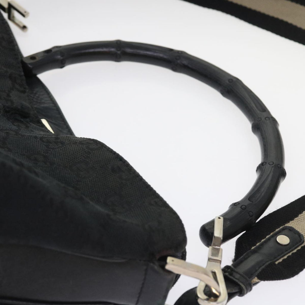 GUCCI GG Canvas Bamboo Shoulder Bag 2Set Beige Black ar10507