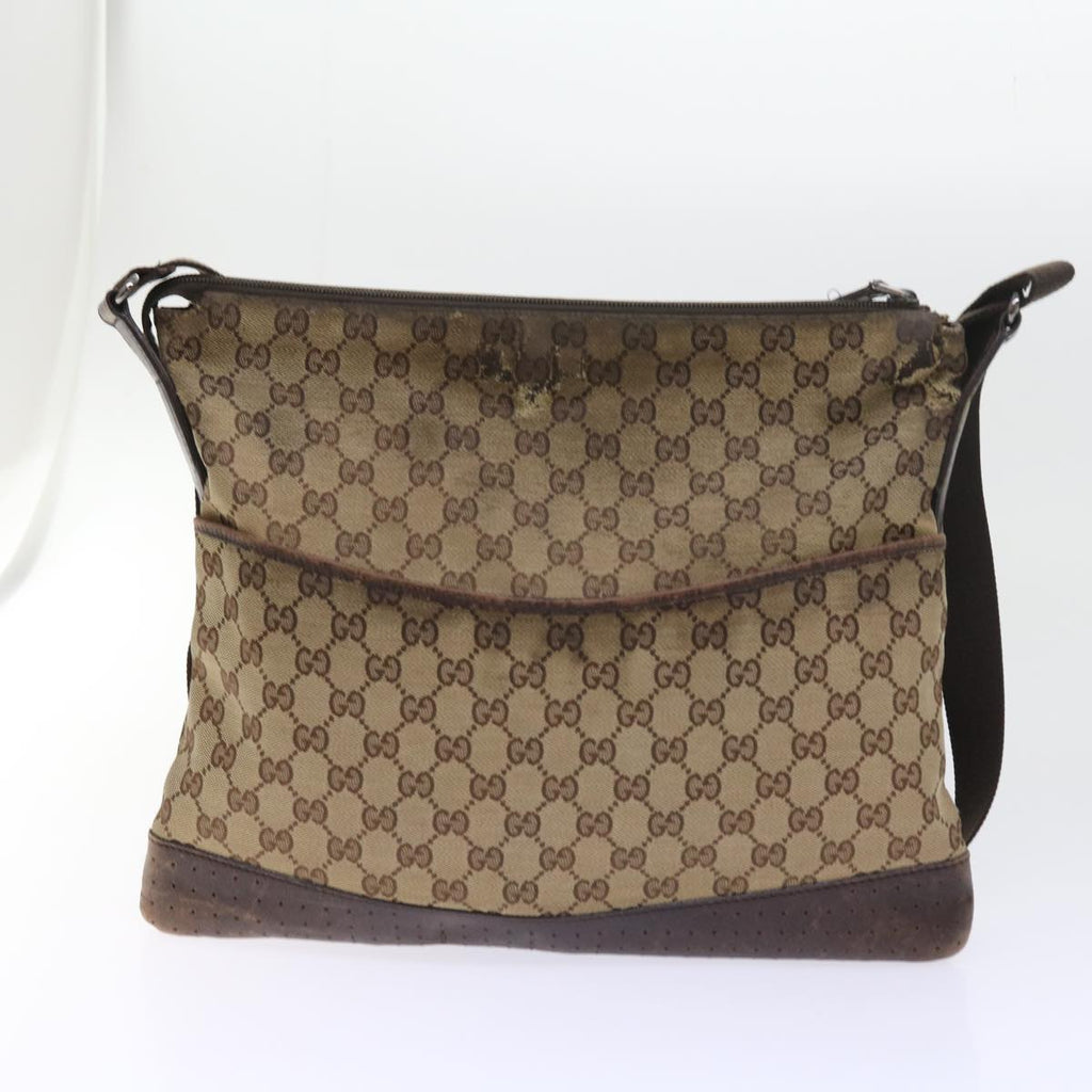 GUCCI GG Canvas Bamboo Shoulder Bag 2Set Beige Black ar10507