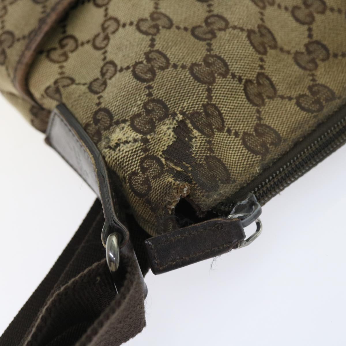 GUCCI GG Canvas Bamboo Shoulder Bag 2Set Beige Black ar10507