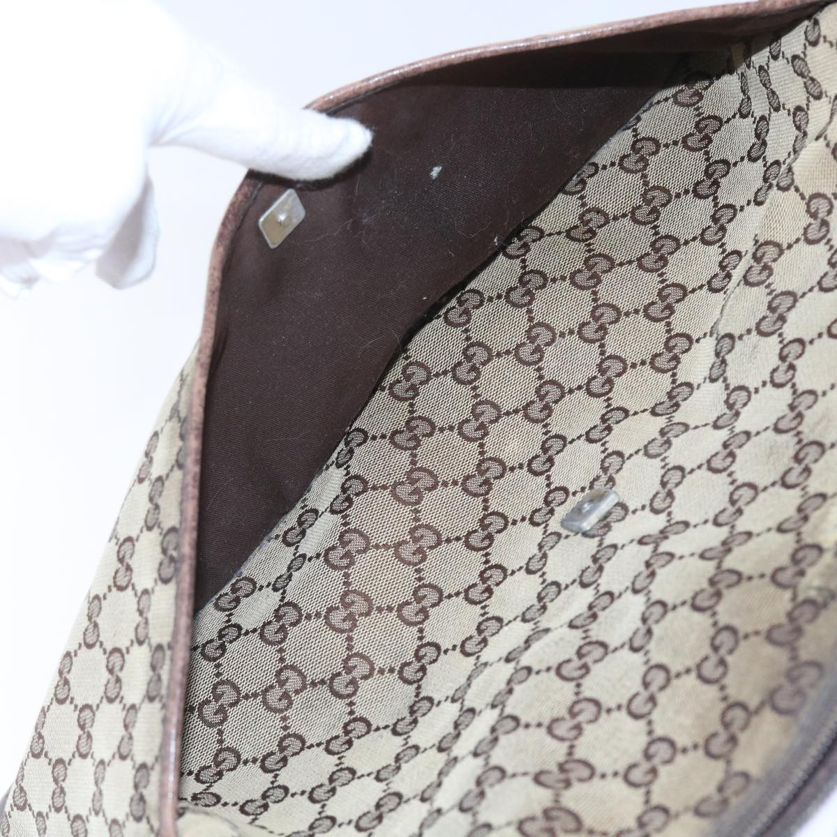 GUCCI GG Canvas Bamboo Shoulder Bag 2Set Beige Black ar10507