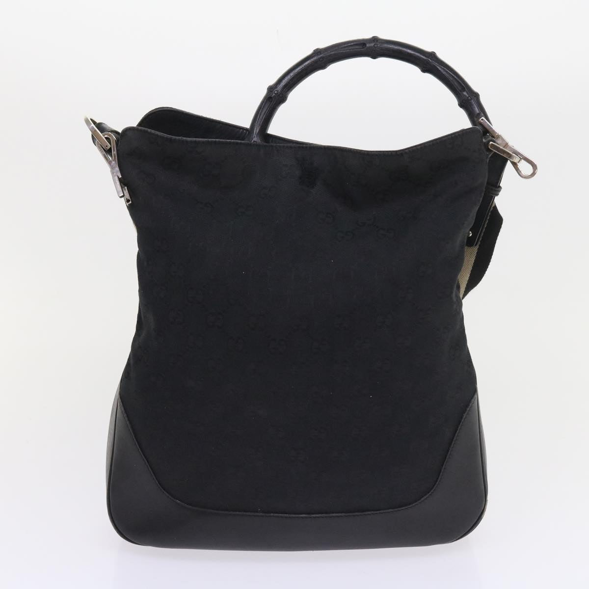 GUCCI GG Canvas Bamboo Shoulder Bag 2Set Beige Black ar10507