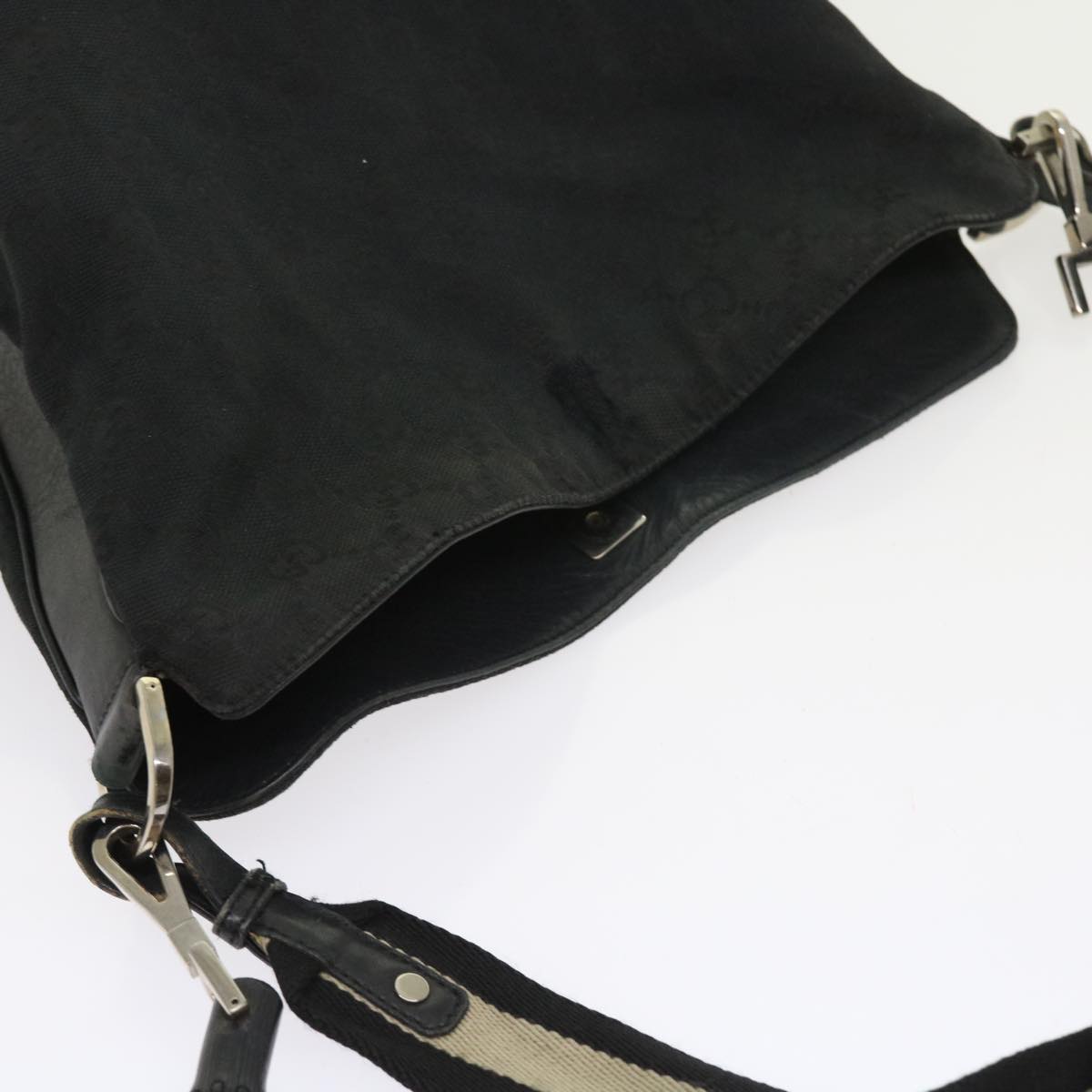 GUCCI GG Canvas Bamboo Shoulder Bag 2Set Beige Black ar10507