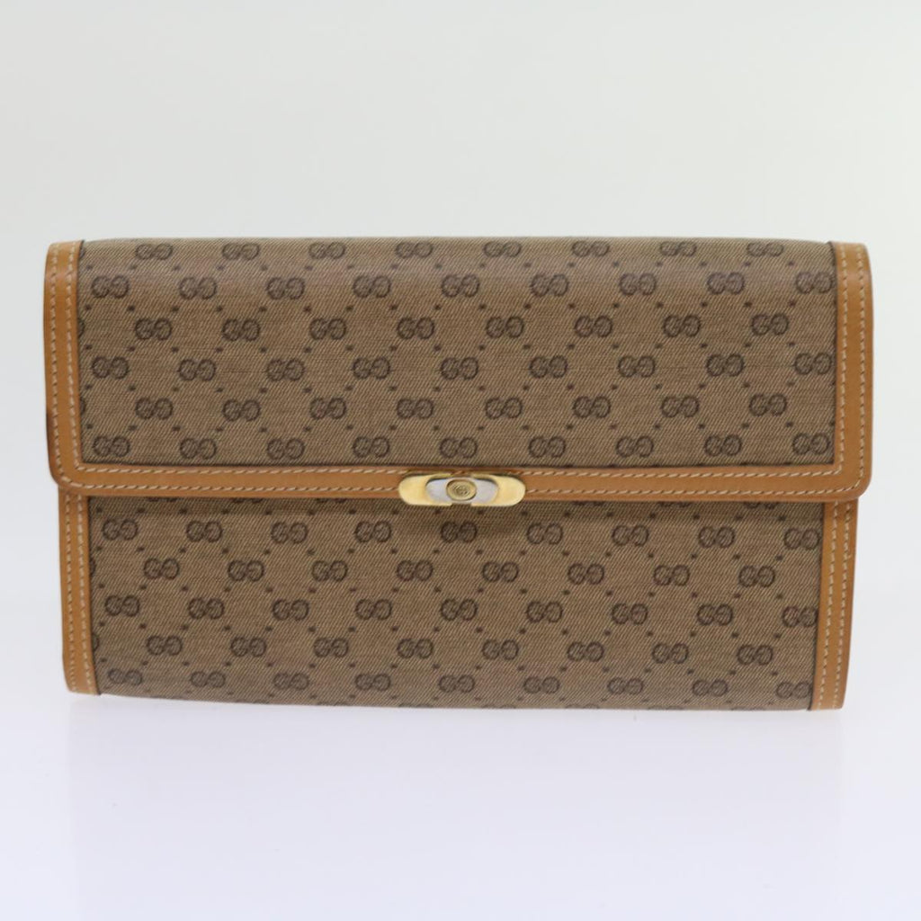GUCCI GG Canvas Micro GG Canvas Wallet Leather 7Set Beige Black ar10521
