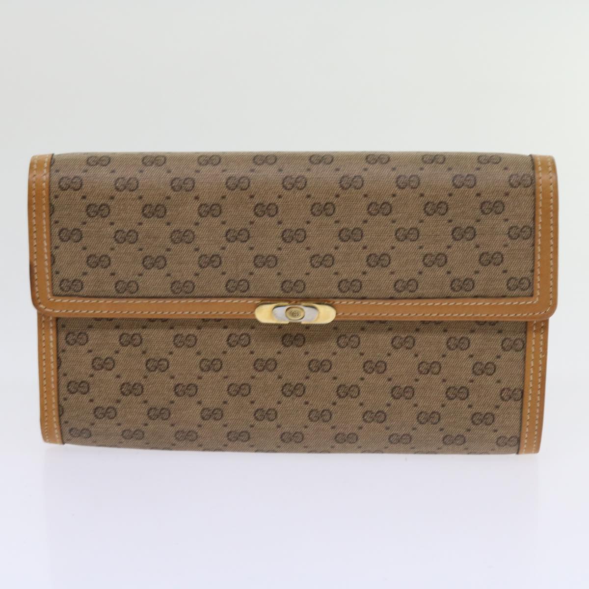 GUCCI GG Canvas Micro GG Canvas Wallet Leather 7Set Beige Black ar10521
