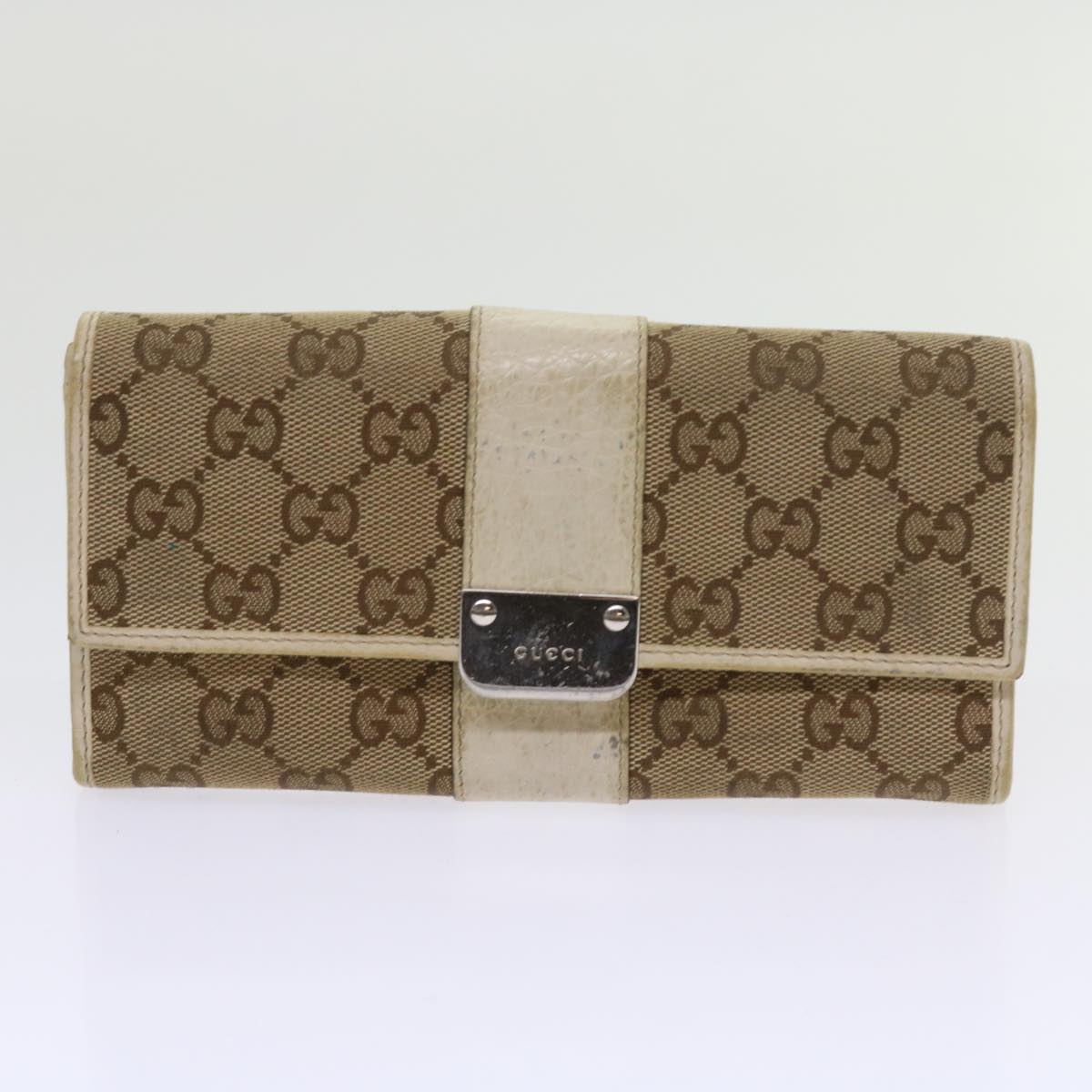 GUCCI GG Canvas Micro GG Canvas Wallet Leather 7Set Beige Black ar10521
