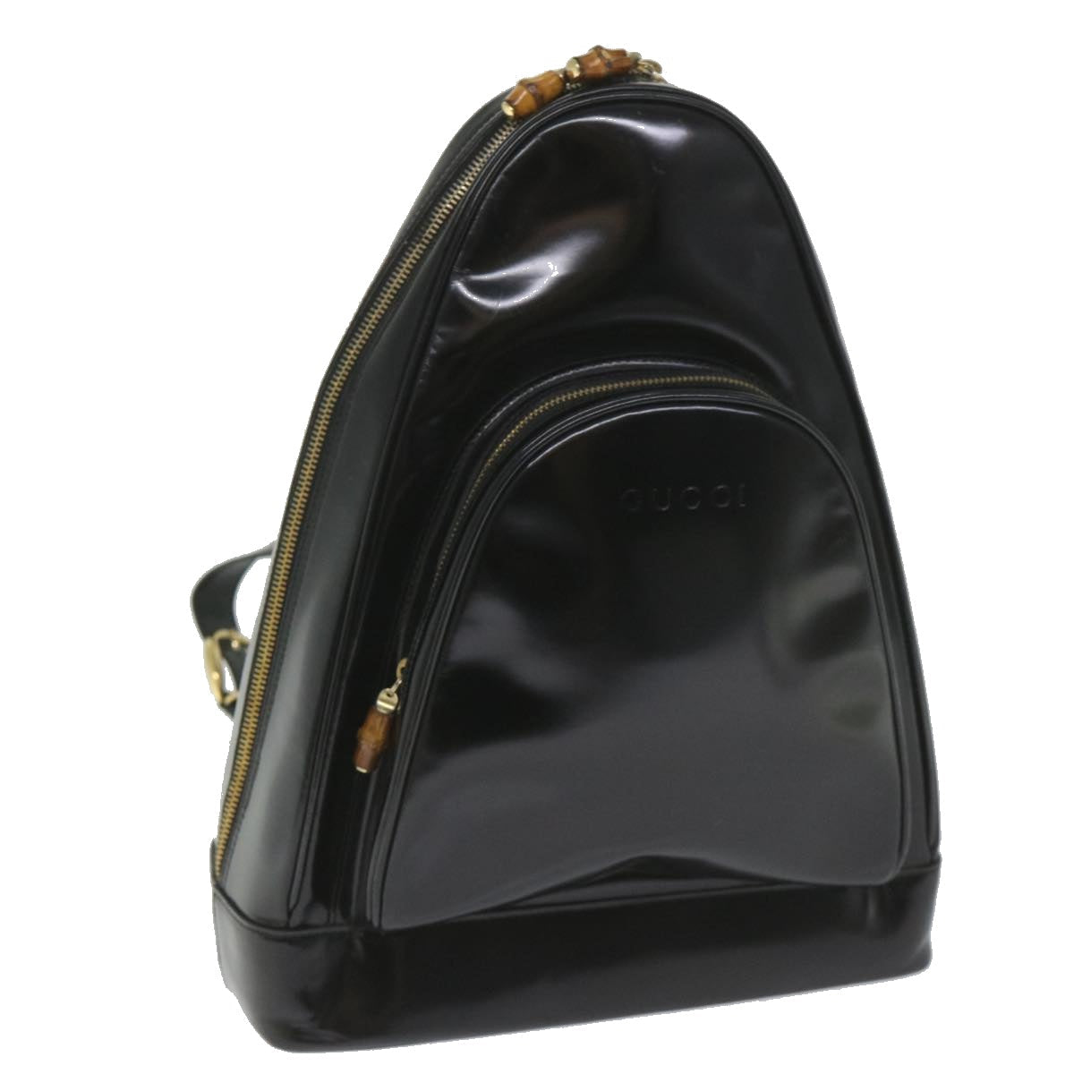 GUCCI Bamboo Shoulder Bag Patent leather Black 003 3444 0027 ar10549B