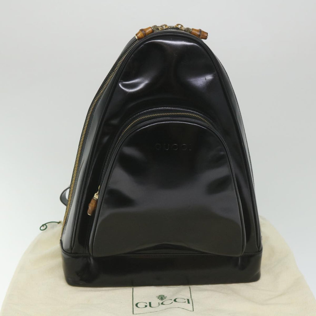 GUCCI Bamboo Shoulder Bag Patent leather Black 003 3444 0027 ar10549B
