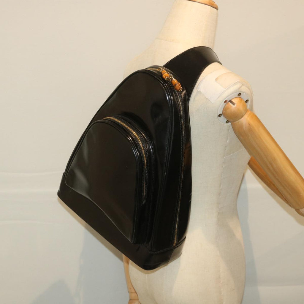 GUCCI Bamboo Shoulder Bag Patent leather Black 003 3444 0027 ar10549B