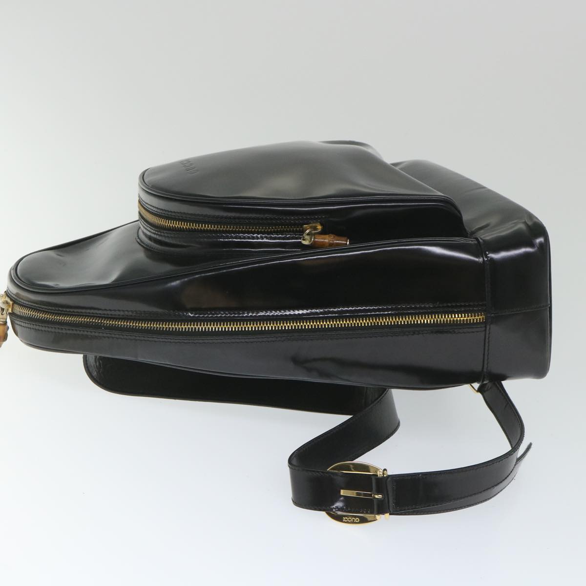 GUCCI Bamboo Shoulder Bag Patent leather Black 003 3444 0027 ar10549B