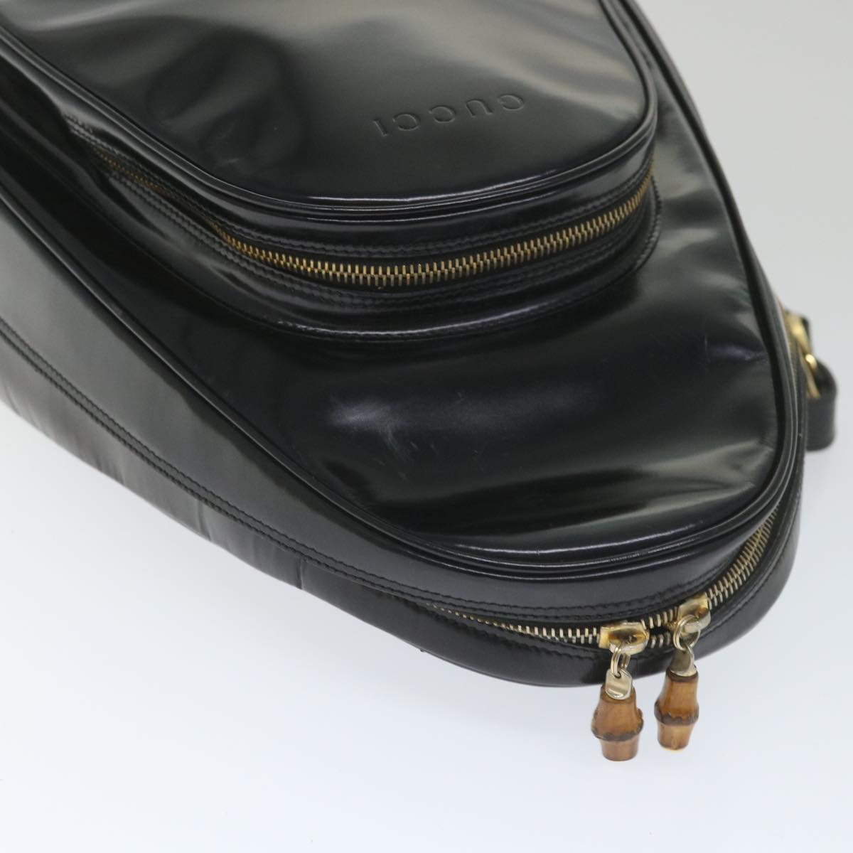 GUCCI Bamboo Shoulder Bag Patent leather Black 003 3444 0027 ar10549B