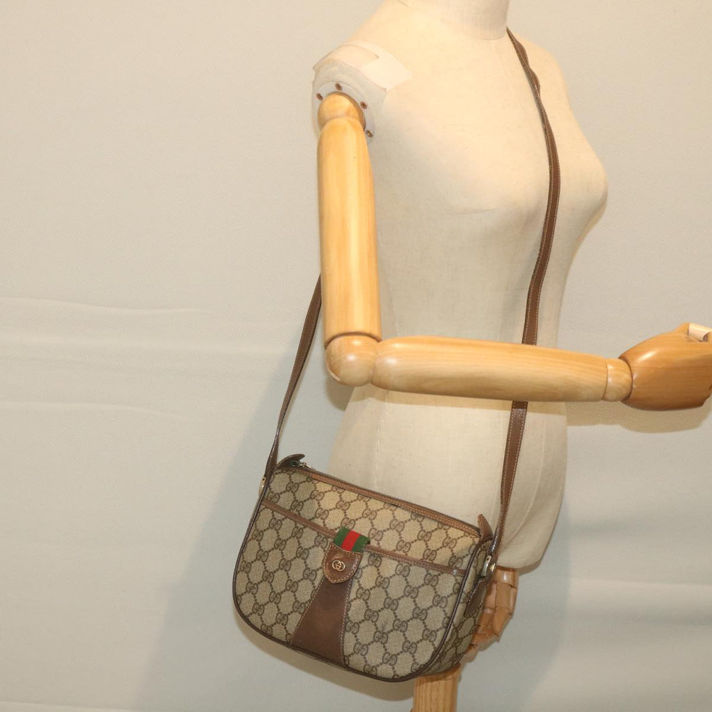 GUCCI GG Supreme Web Sherry Line Shoulder Bag Beige Red 001 754 ar10582B