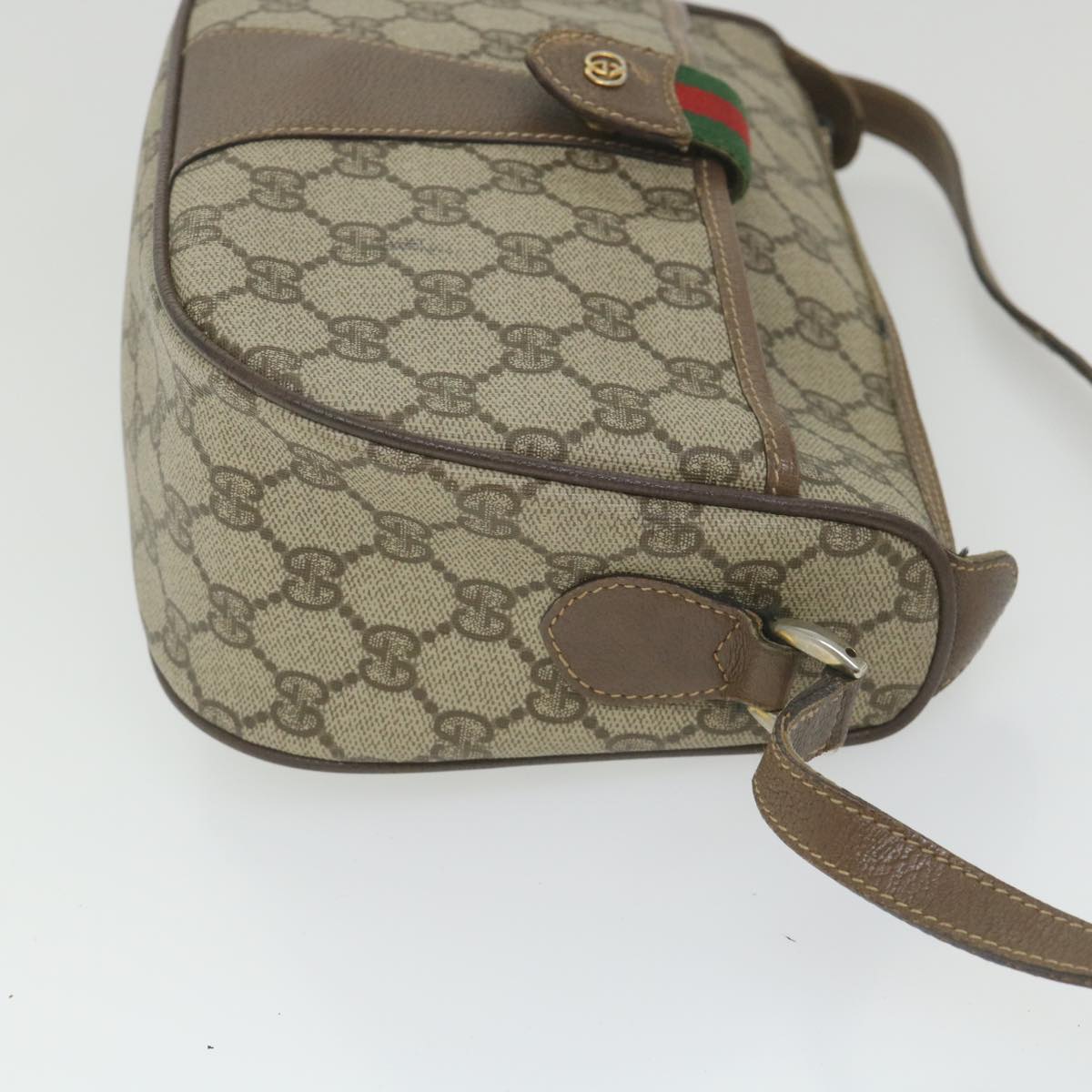 GUCCI GG Supreme Web Sherry Line Shoulder Bag Beige Red 001 754 ar10582B