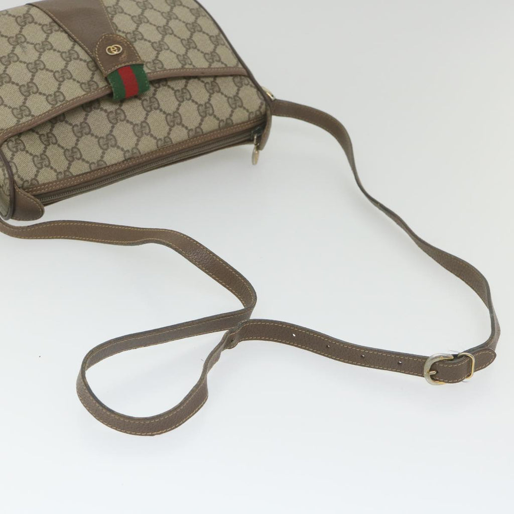 GUCCI GG Supreme Web Sherry Line Shoulder Bag Beige Red 001 754 ar10582B