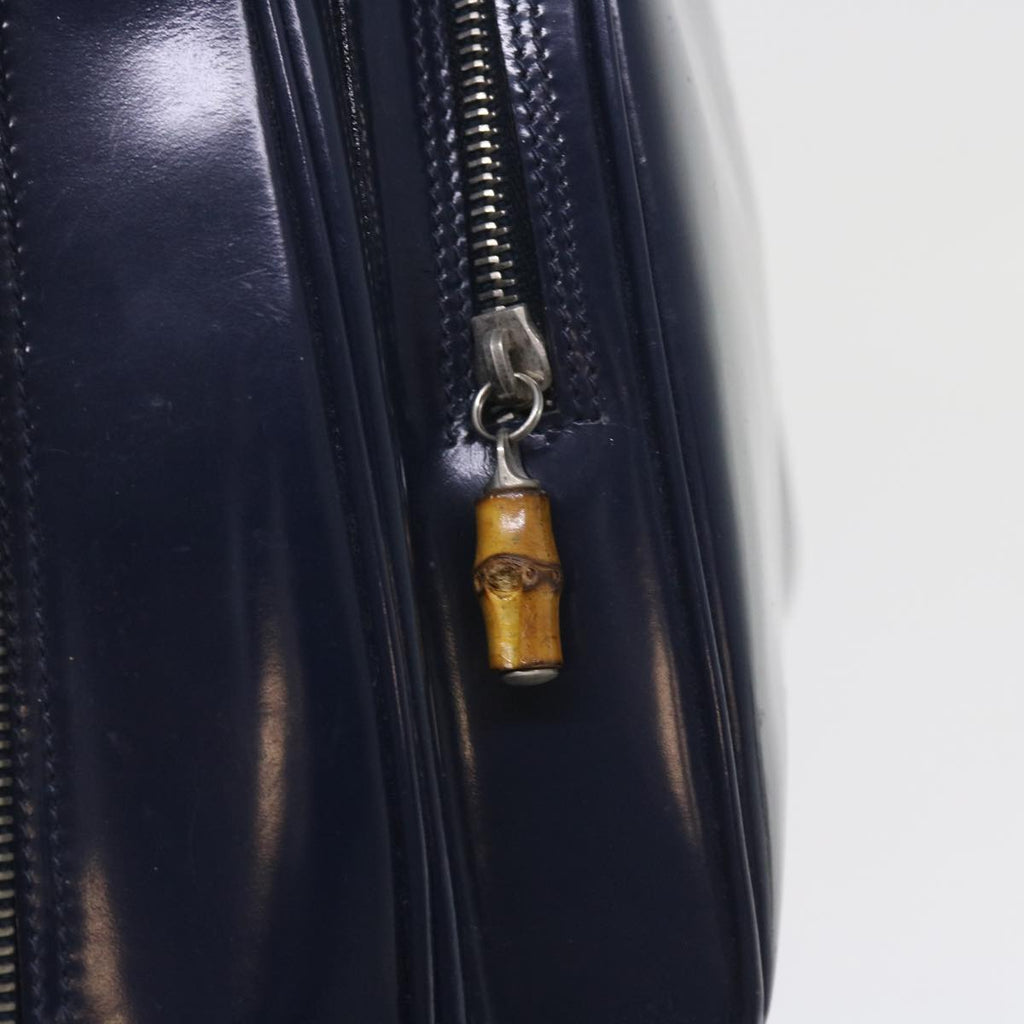 GUCCI Bamboo Body Bag Patent leather Navy ar10595B