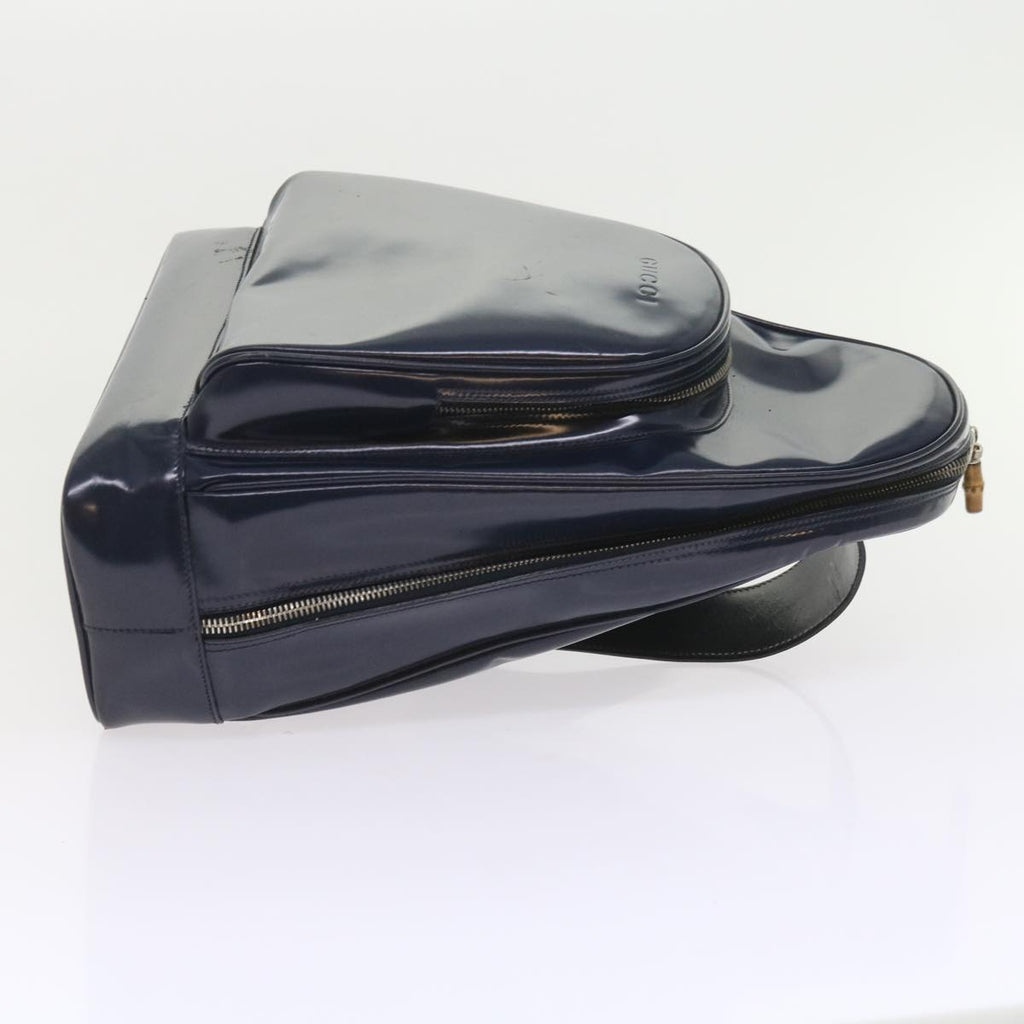GUCCI Bamboo Body Bag Patent leather Navy ar10595B
