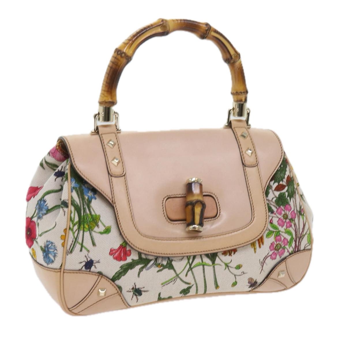 GUCCI Bamboo Hand Bag Canvas Multicolor 137351 ar10633B