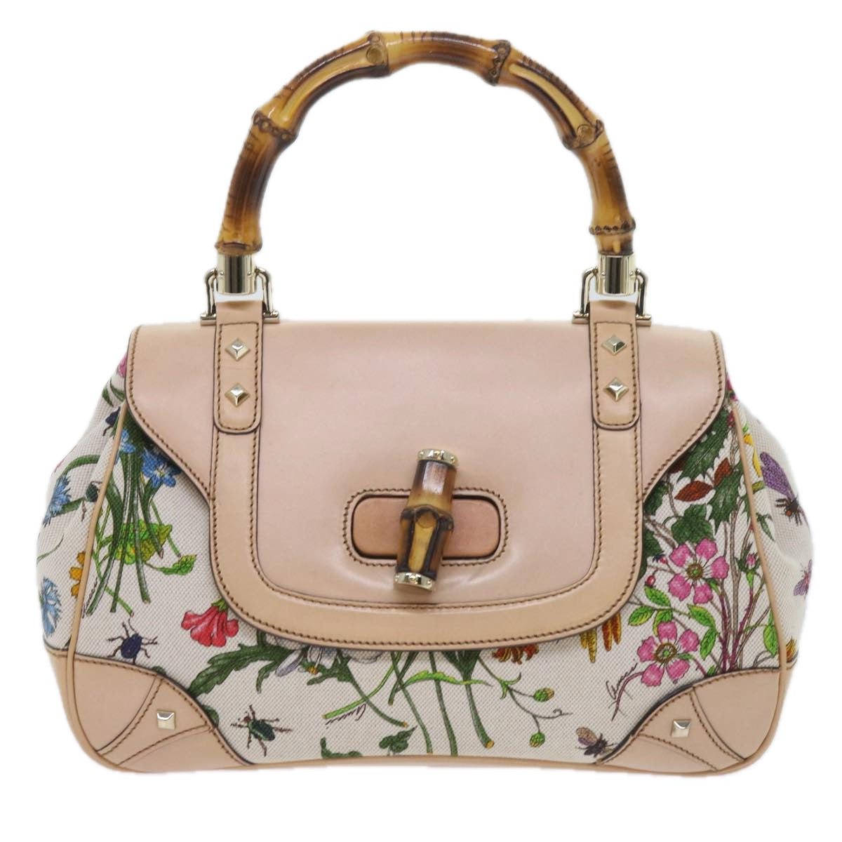 GUCCI Bamboo Hand Bag Canvas Multicolor 137351 ar10633B