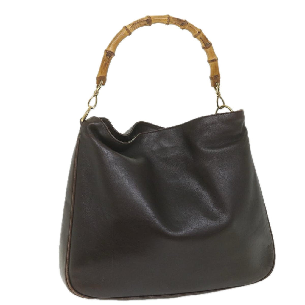 GUCCI Bamboo Shoulder Bag Leather Brown ar10677