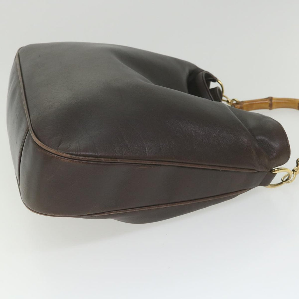 GUCCI Bamboo Shoulder Bag Leather Brown ar10677