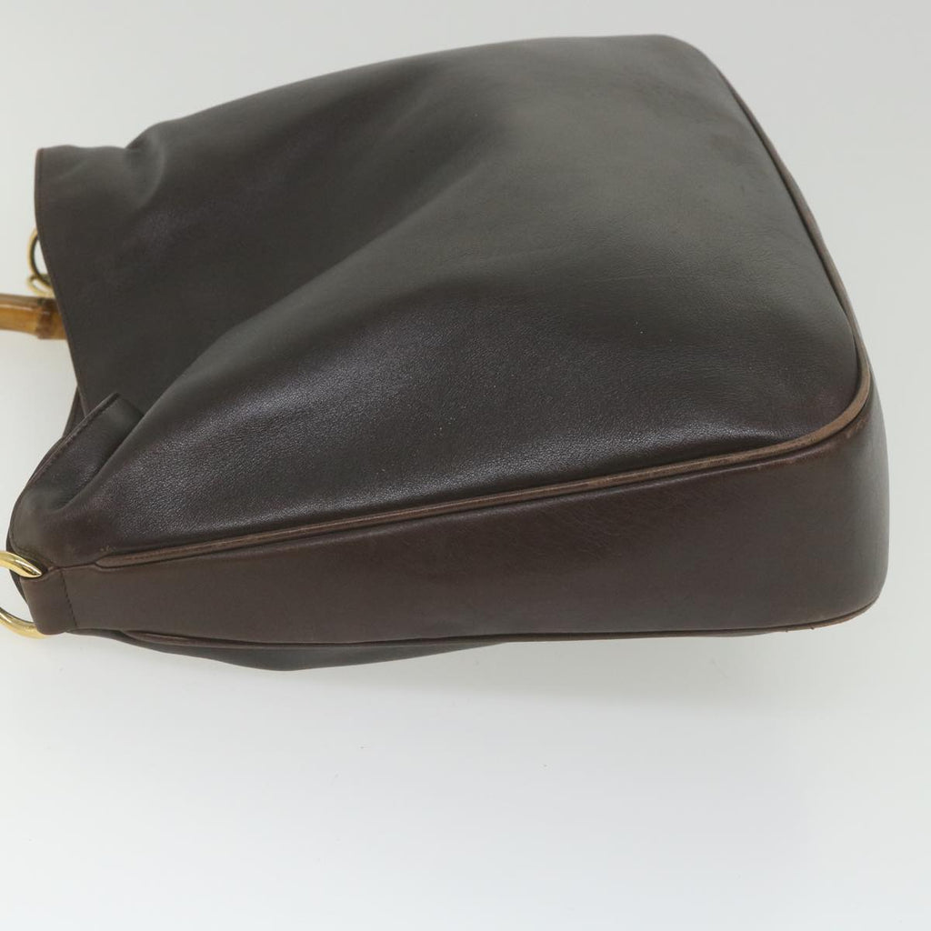 GUCCI Bamboo Shoulder Bag Leather Brown ar10677