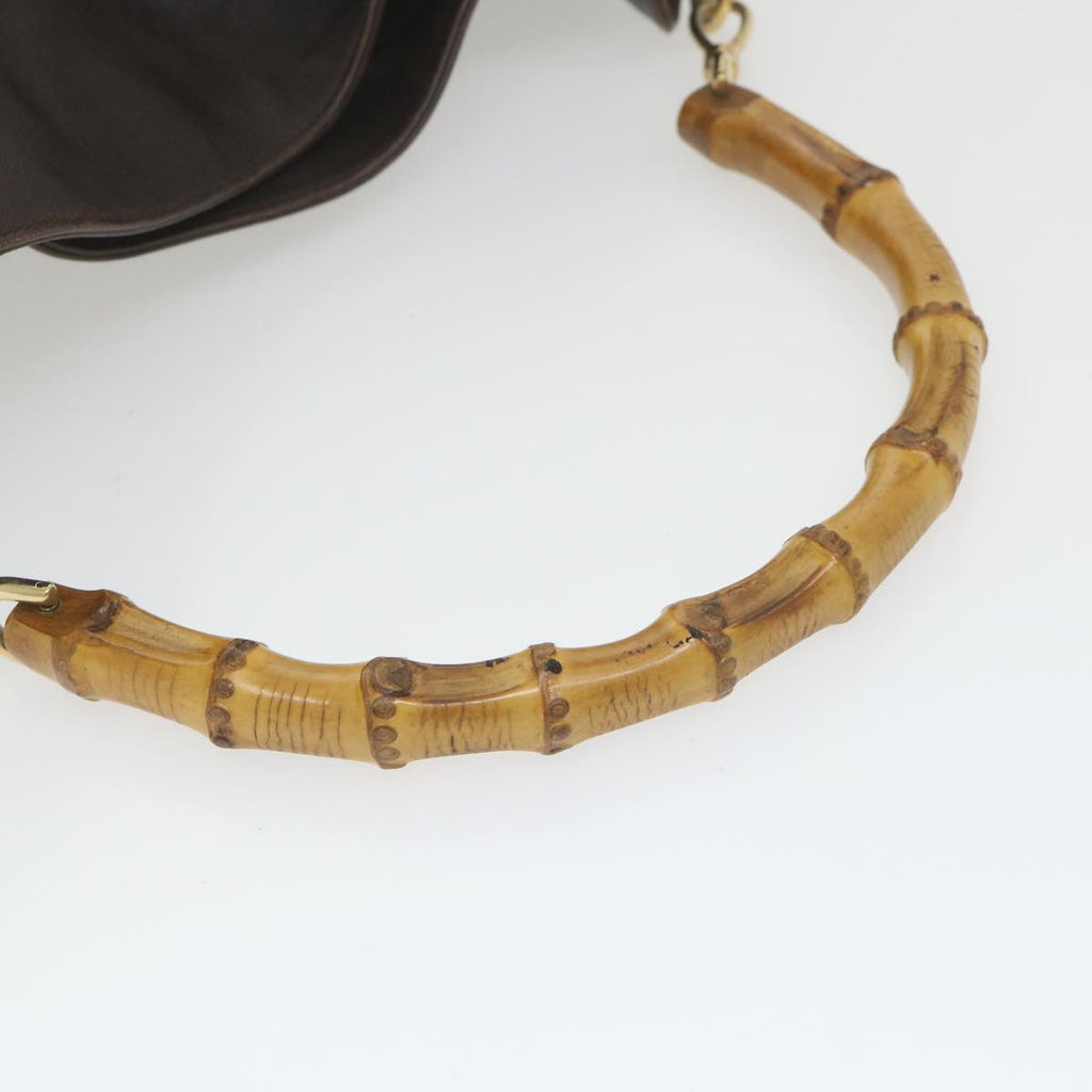 GUCCI Bamboo Shoulder Bag Leather Brown ar10677