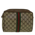 GUCCI GG Supreme Web Sherry Line Clutch Bag Beige Red 89 01 012 ar10679