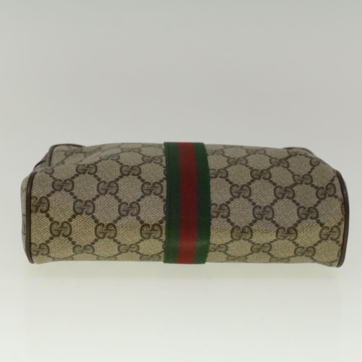 GUCCI GG Supreme Web Sherry Line Clutch Bag Beige Red 89 01 012 ar10679