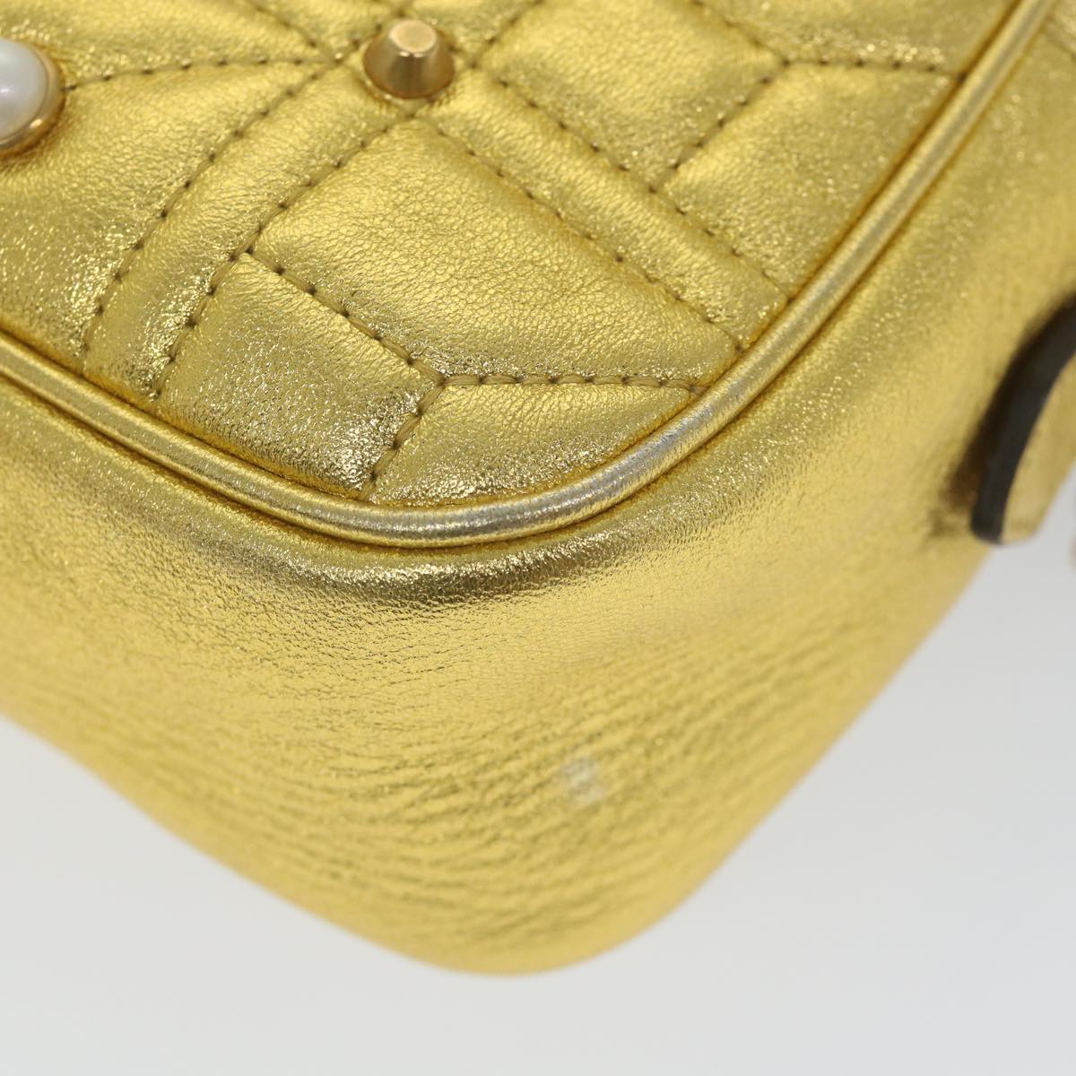 GUCCI GG Marmont Quilted Shoulder Bag Leather Gold Tone 447632 ar10683