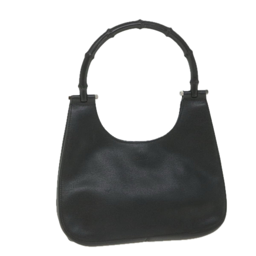 GUCCI Bamboo Shoulder Bag Leather Black ar10691