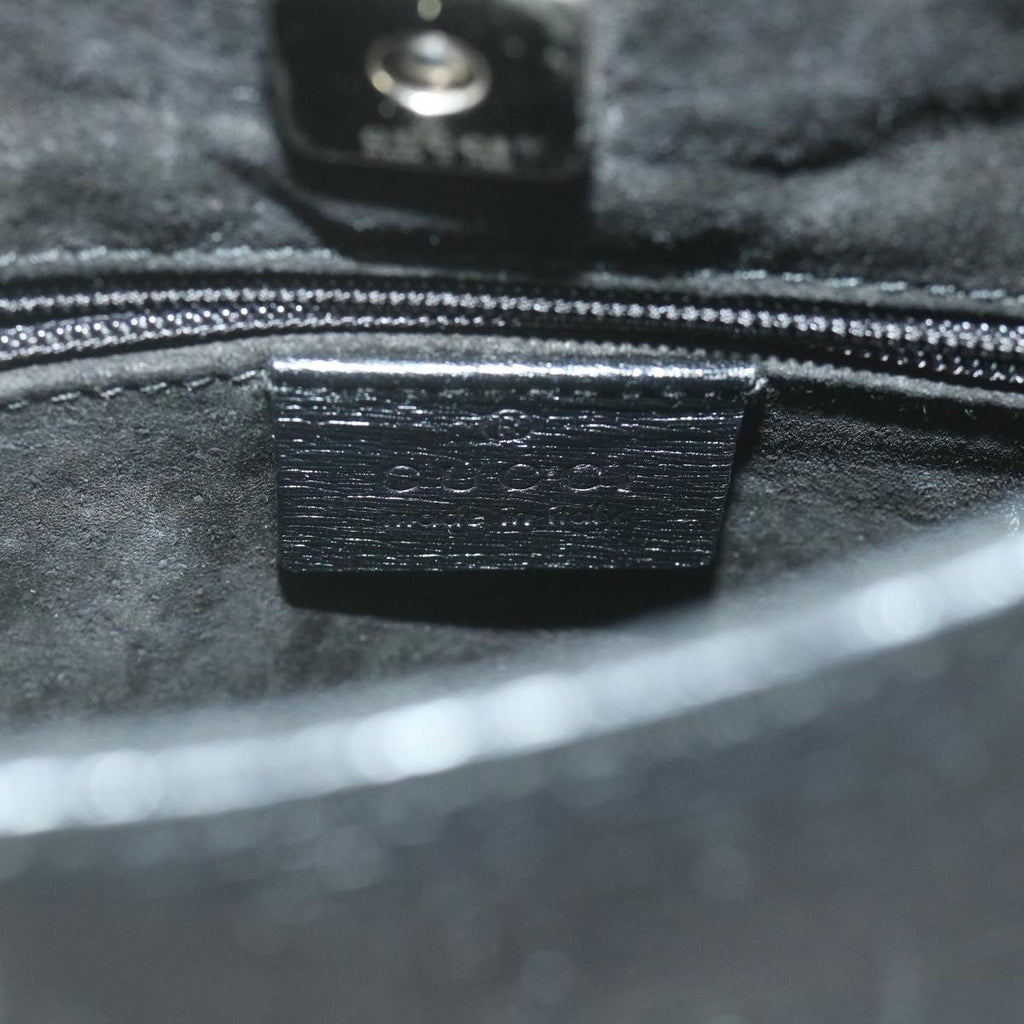 GUCCI Bamboo Shoulder Bag Leather Black ar10691