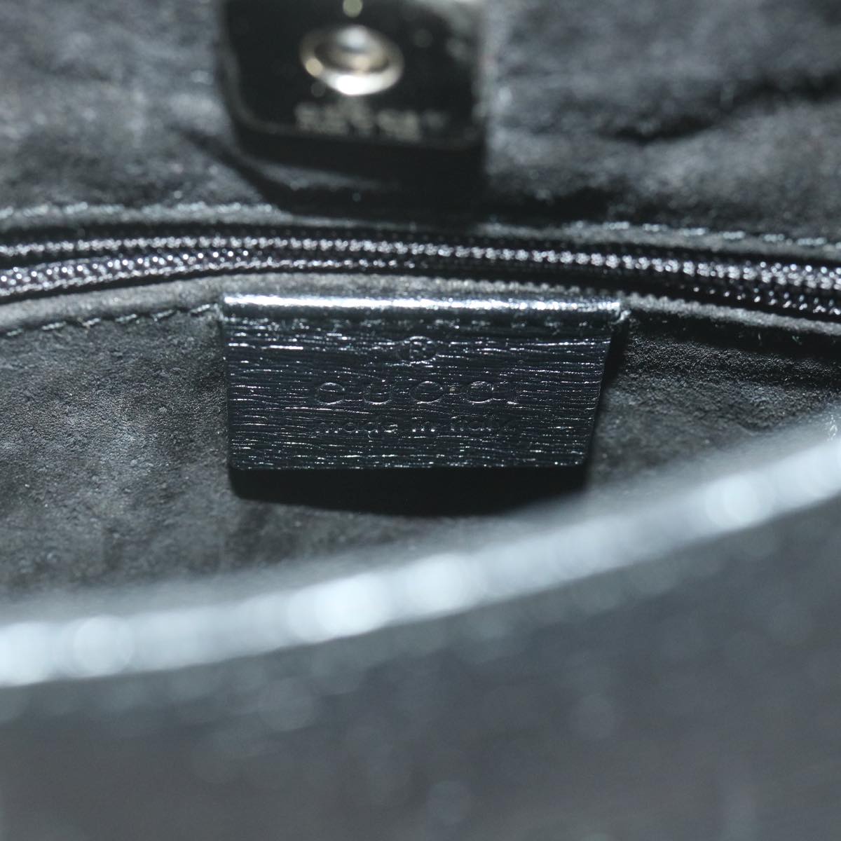 GUCCI Bamboo Shoulder Bag Leather Black ar10691
