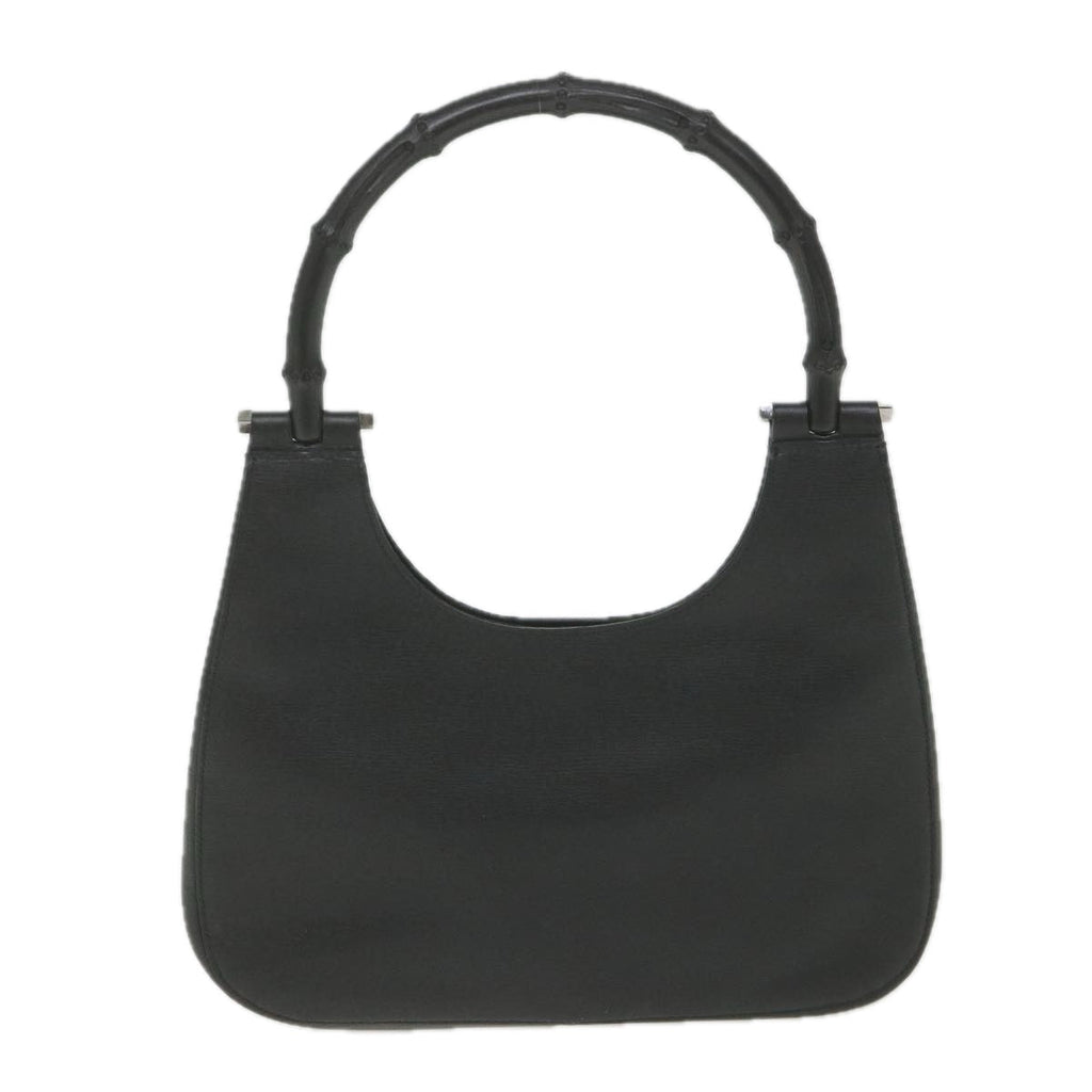GUCCI Bamboo Shoulder Bag Leather Black ar10691