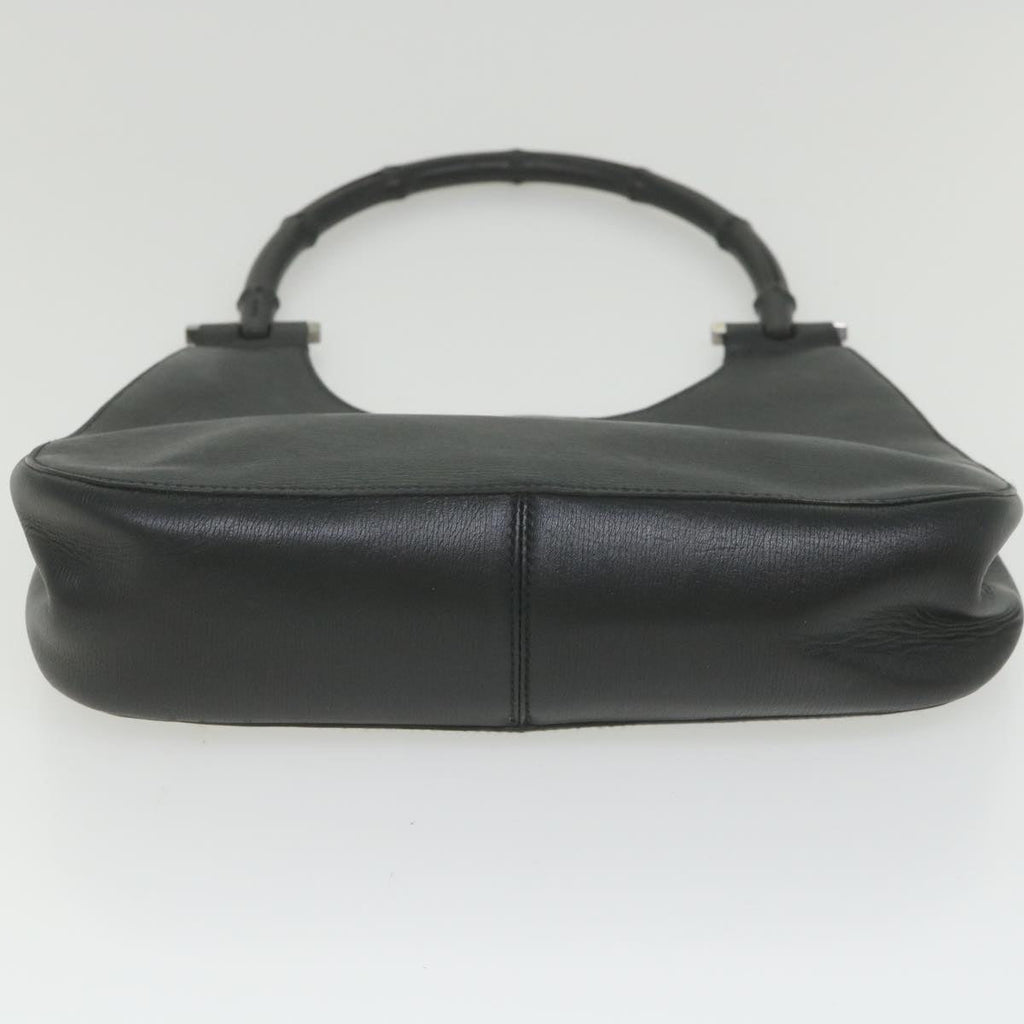 GUCCI Bamboo Shoulder Bag Leather Black ar10691
