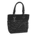CHANEL Paris Biarritz Tote PM Tote Bag Coated Canvas Black CC ar10719