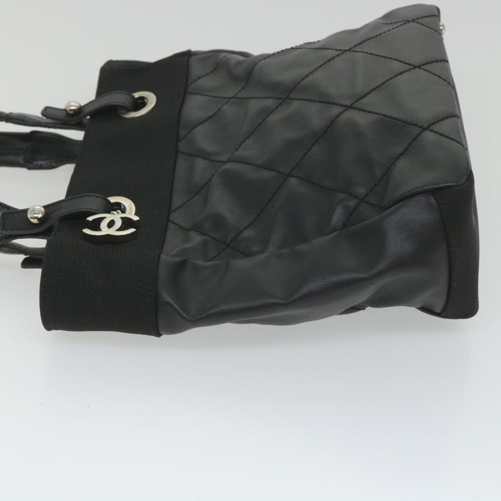 CHANEL Paris Biarritz Tote PM Tote Bag Coated Canvas Black CC ar10719