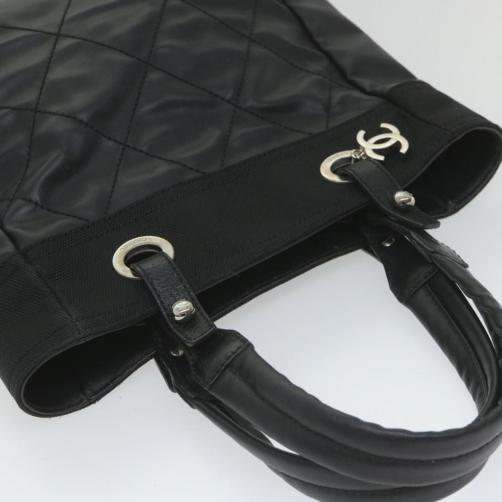 CHANEL Paris Biarritz Tote PM Tote Bag Coated Canvas Black CC ar10719