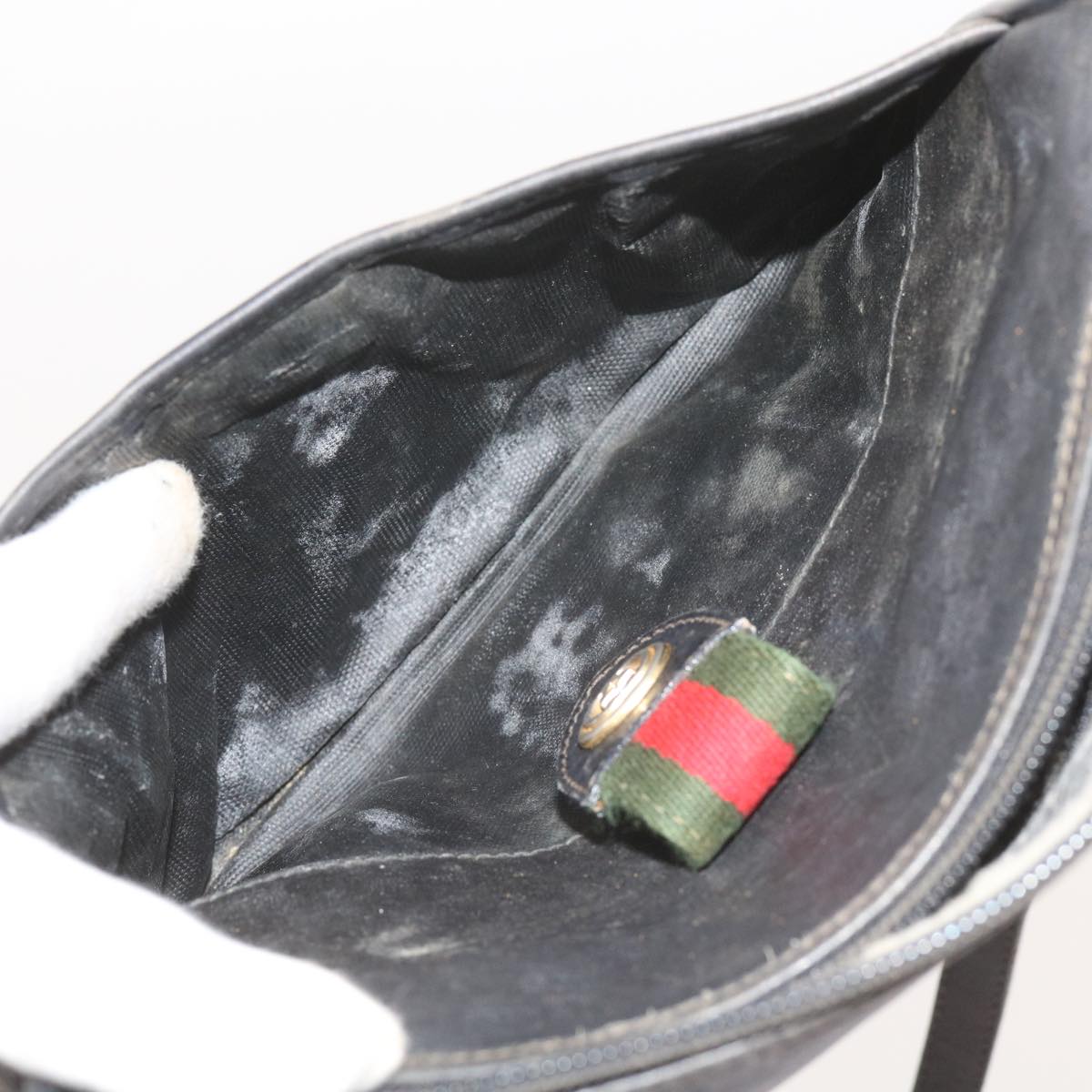GUCCI Micro GG Canvas Web Sherry Line Bag Black 001 754 6177 ar10783