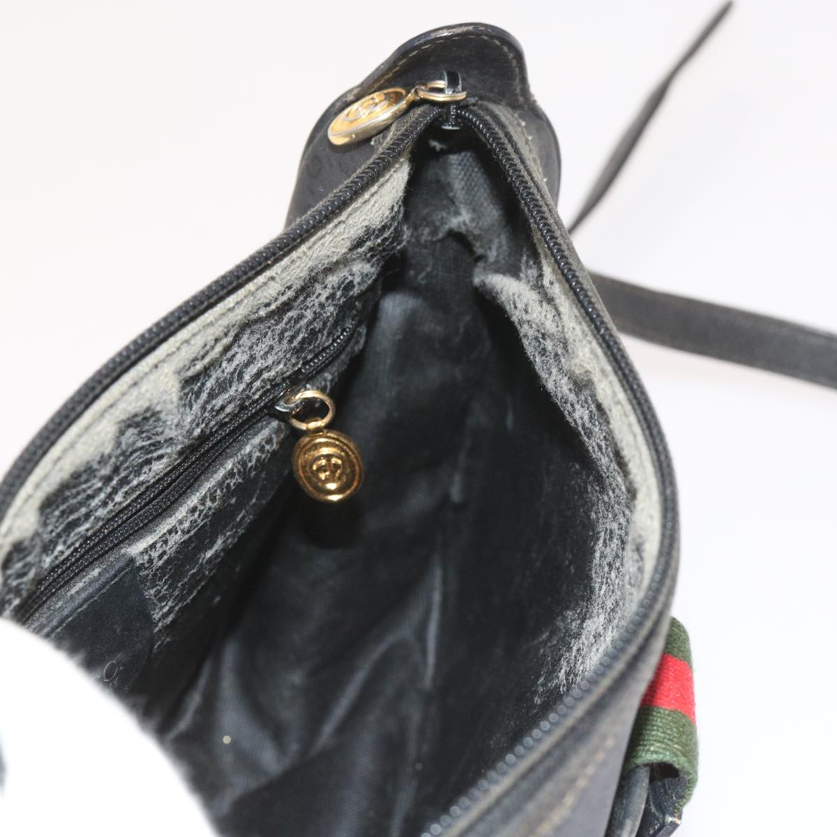 GUCCI Micro GG Canvas Web Sherry Line Bag Black 001 754 6177 ar10783