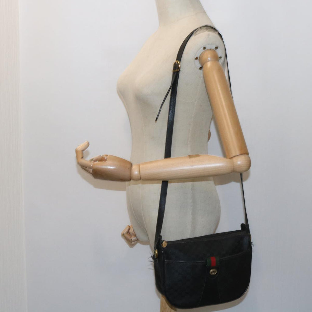 GUCCI Micro GG Canvas Web Sherry Line Bag Black 001 754 6177 ar10783