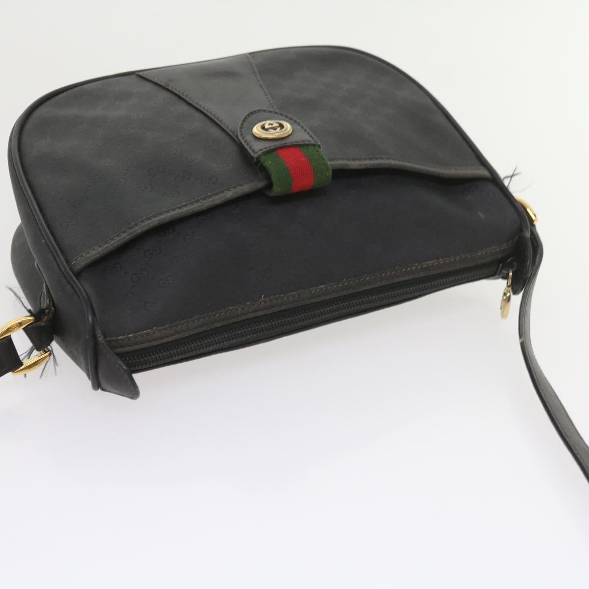 GUCCI Micro GG Canvas Web Sherry Line Bag Black 001 754 6177 ar10783