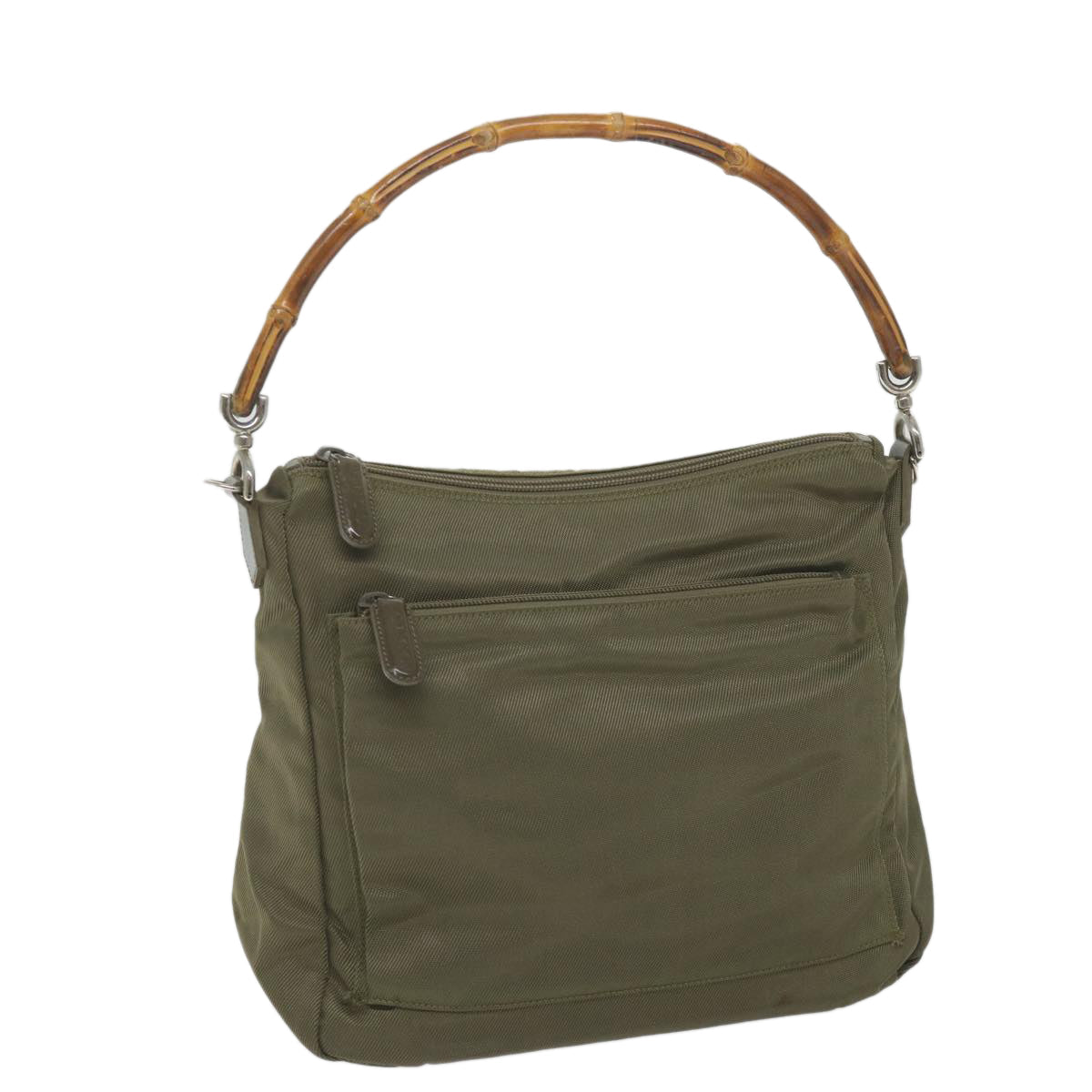 GUCCI Bamboo Shoulder Bag Nylon Khaki 000 0509 200159 ar10785