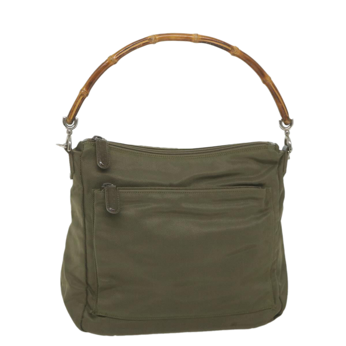 GUCCI Bamboo Shoulder Bag Nylon Khaki 000 0509 200159 ar10785
