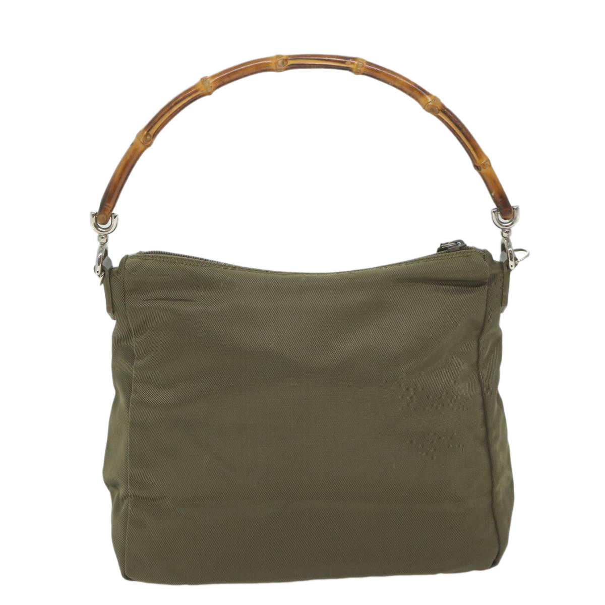 GUCCI Bamboo Shoulder Bag Nylon Khaki 000 0509 200159 ar10785