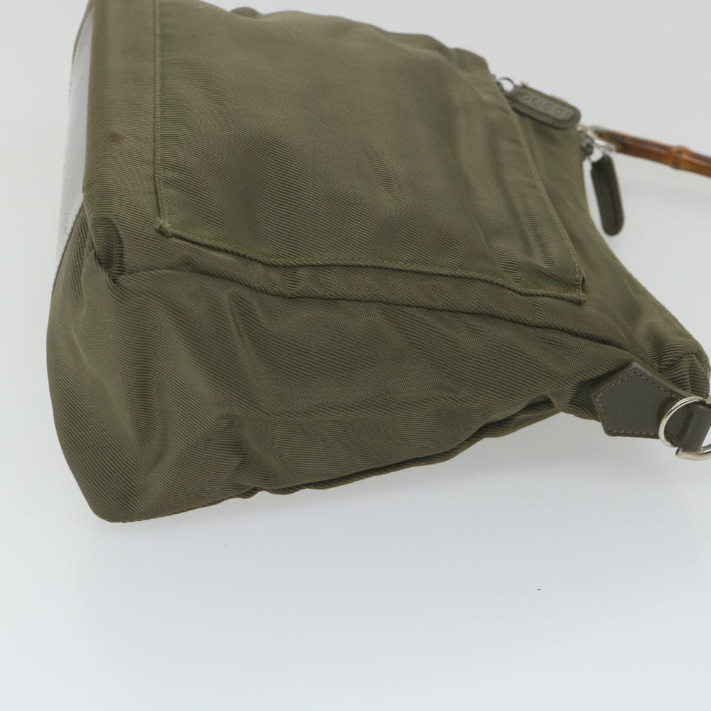 GUCCI Bamboo Shoulder Bag Nylon Khaki 000 0509 200159 ar10785