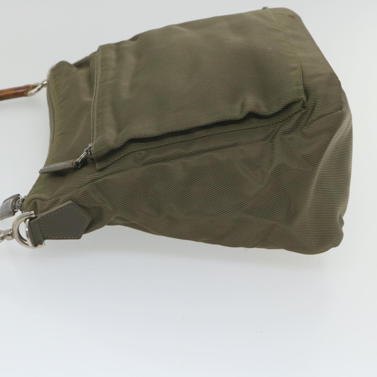 GUCCI Bamboo Shoulder Bag Nylon Khaki 000 0509 200159 ar10785